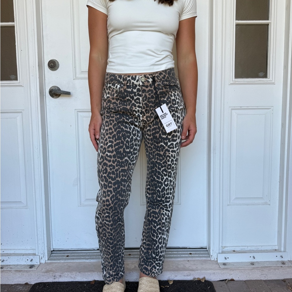 Oat New York Leopard Print Straight Leg Jeans
